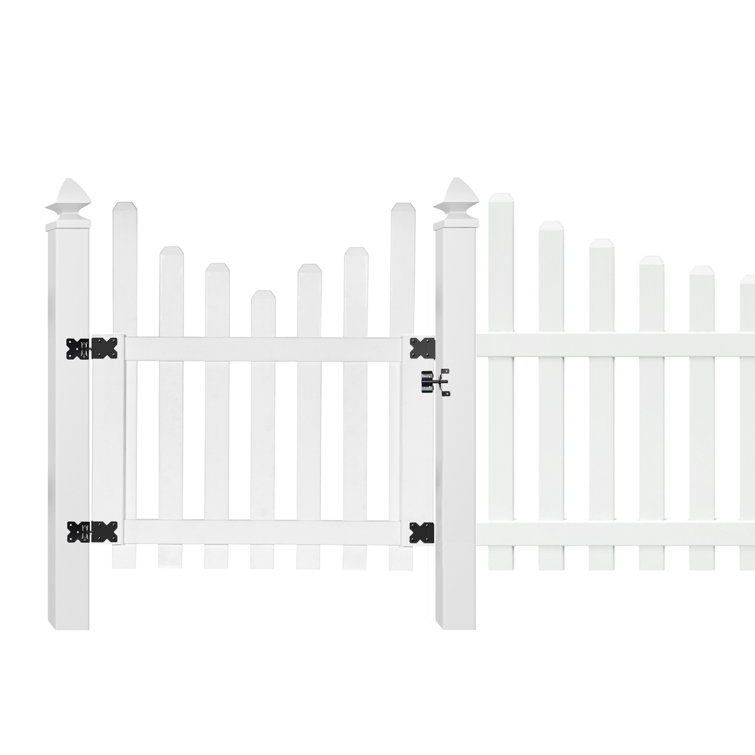 White picket on sale fence dog gate